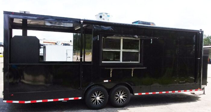 2024 Southern Dimensions BBQ Concession Trailer 24 Foot- Black Out Trailer with Smoker - Image 1